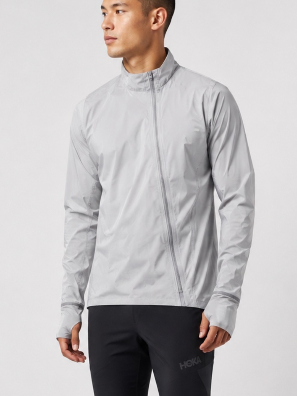 HOKA ONE ONE Performance Shield Waterproof Running Jacket Gray Sz LG